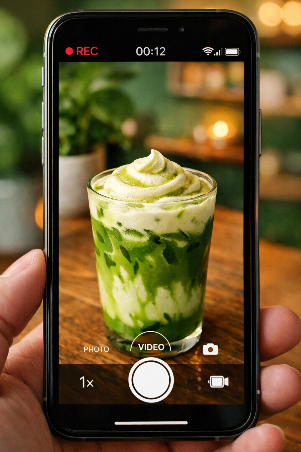 Iced matcha latte content video